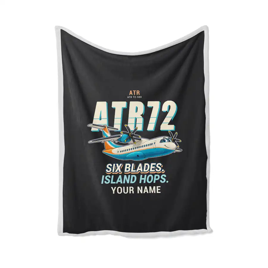 ATR 72-500 - Cartoon + Name - Blanket - Black