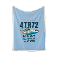 Thumbnail for ATR 72-500 - Cartoon + Name - Blanket - Light Blue