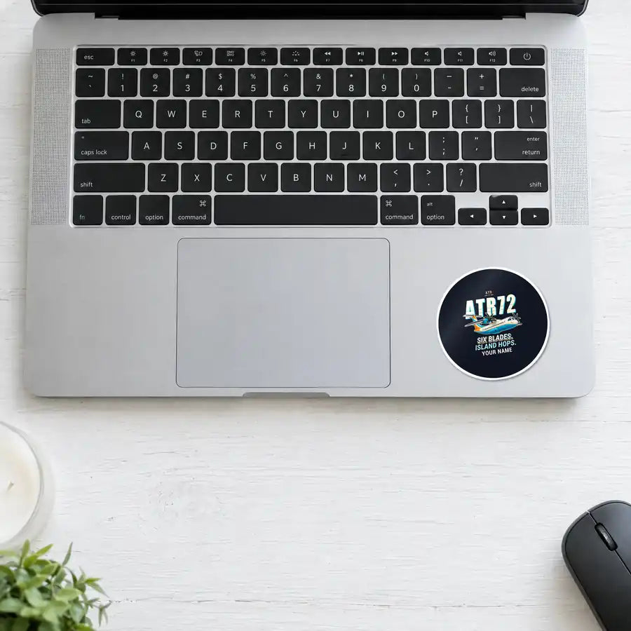 ATR 72-500 - Cartoon + Name - Circle Sticker - Laptop