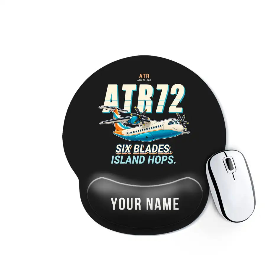 ATR 72-500 - Cartoon + Name - Ergonomic Mouse Pad - Black