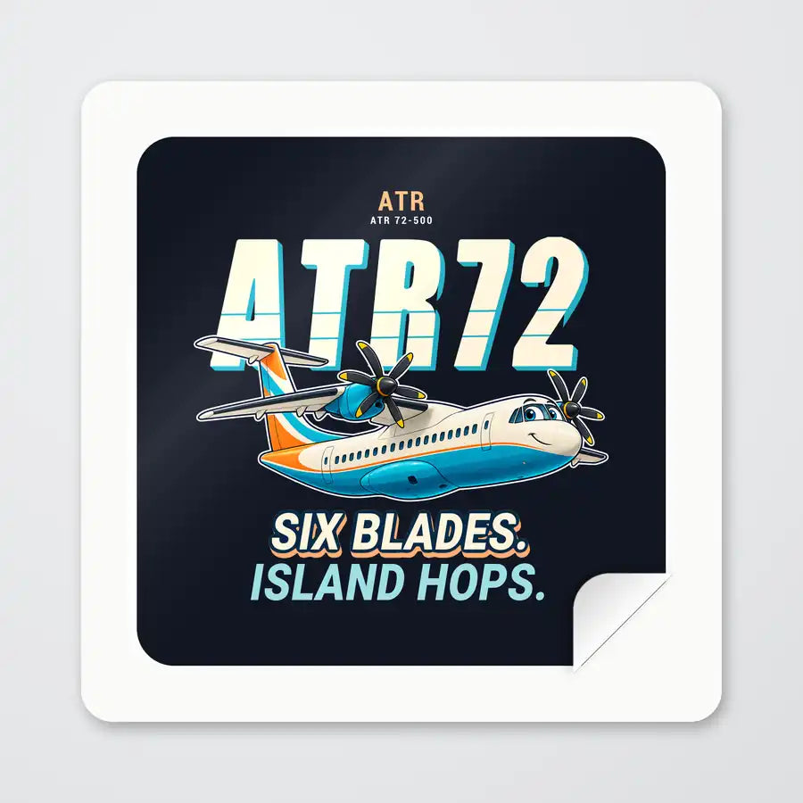 ATR 72-500 - Cartoon - Square Sticker - Peel