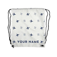 Thumbnail for ATR 72-500 - Drawstring Bag - 3D Pattern + Name - White