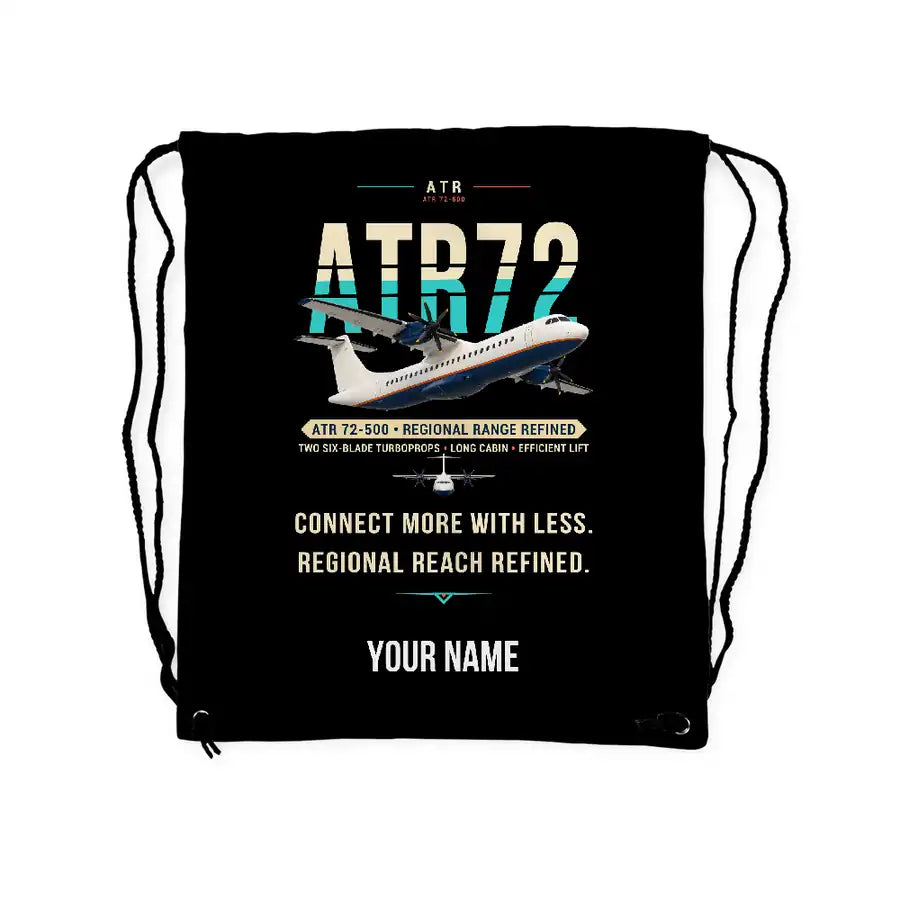 ATR 72-500 - Drawstring Bag - Original + Name - Black