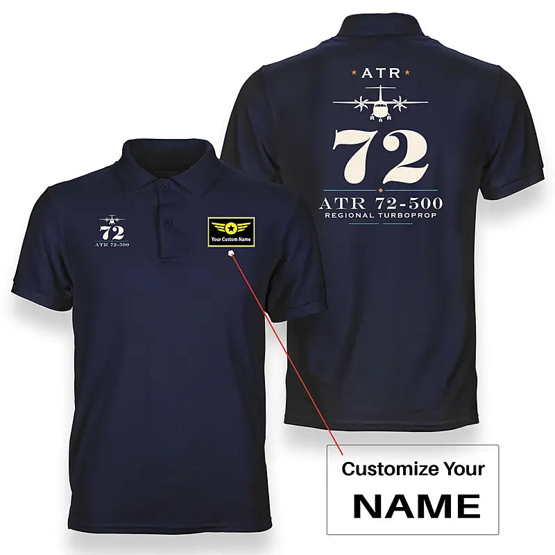 ATR 72-500 - Heritage - Double-Side Polo - Navy Blue + Name
