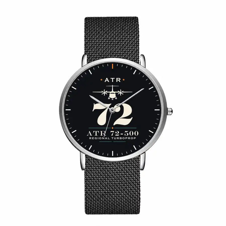 ATR 72-500 - Heritage - Slim Mesh - Silver and Black Stainless Steel Strap
