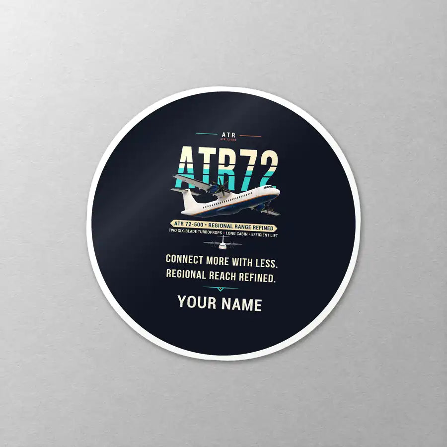 ATR 72-500 - Original + Name - Circle Sticker - Close-up
