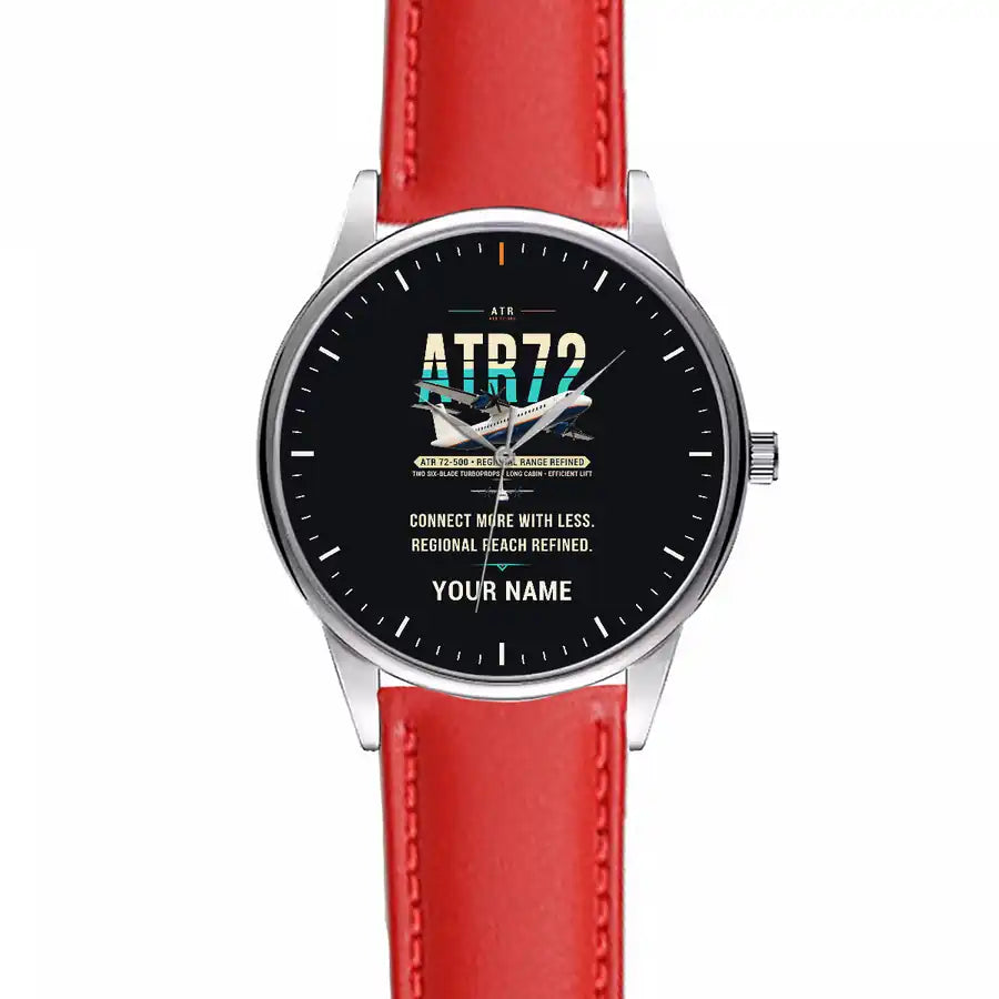 ATR 72-500 - Original + Name - Leather Strap - Red Leather Strap