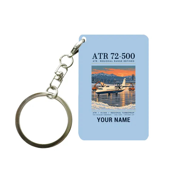ATR 72-500 - Poster + Name - Key Chain - Light Blue