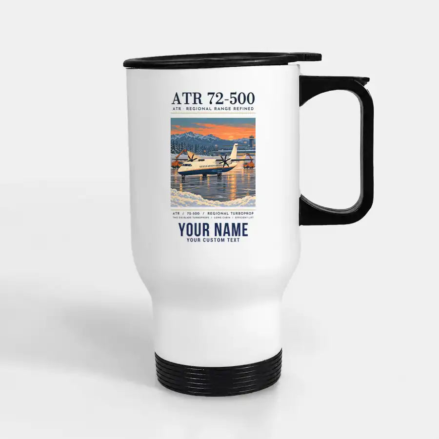 ATR 72-500 - Poster + Name - Stainless Steel with Holder - White