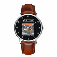 Thumbnail for ATR 72-500 - Poster - Slim Leather - Silver and Brown Leather Strap