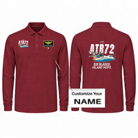 Thumbnail for ATR 72-500 Premium Polo T-Shirts - Cartoon + Name - Long Sleeve - Dark Red