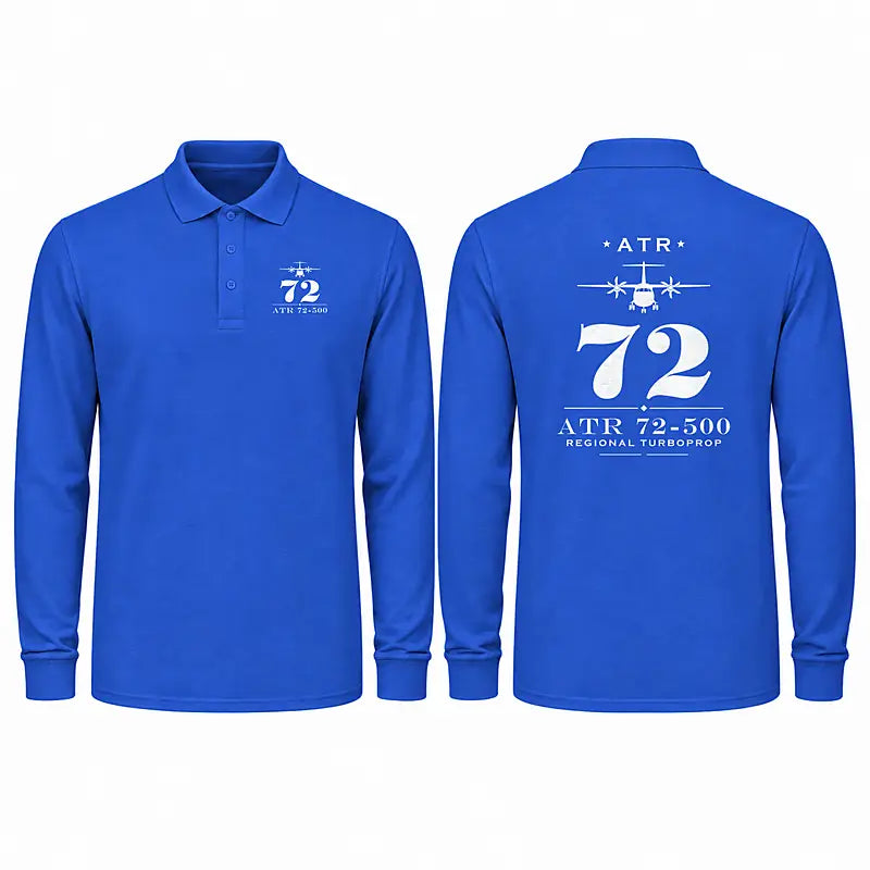 ATR 72-500 Premium Polo T-Shirts - Heritage - Long Sleeve - Blue