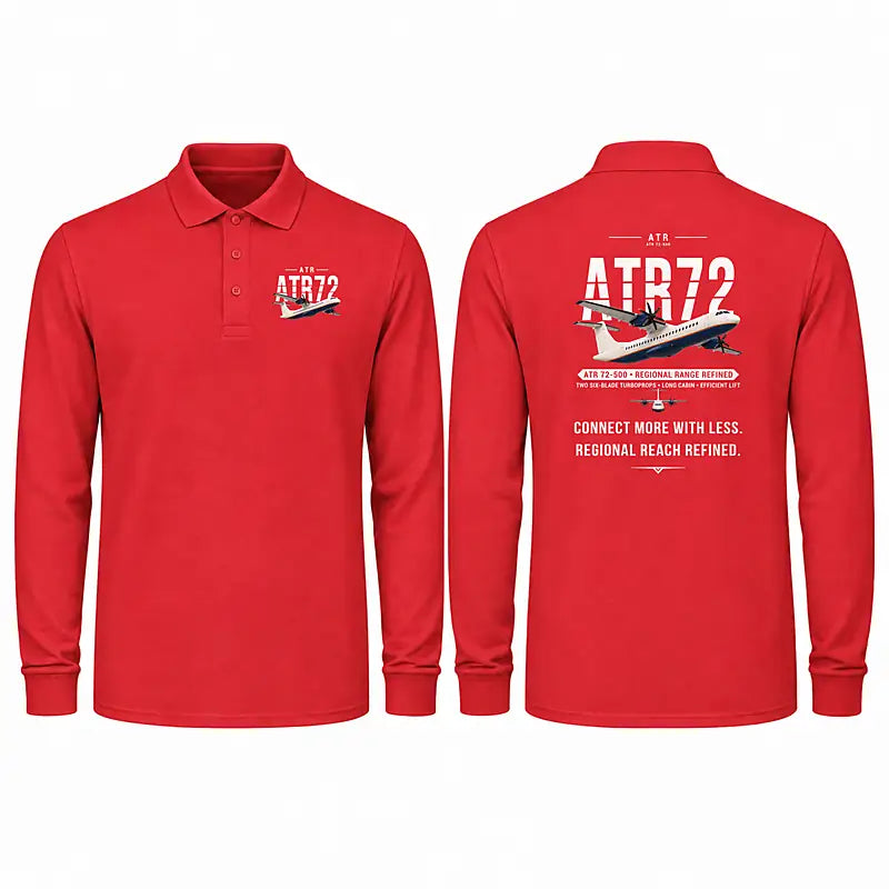 ATR 72-500 Premium Polo T-Shirts - Original - Long Sleeve - Red