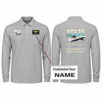Thumbnail for ATR 72-500 Premium Polo T-Shirts - Original + Name - Long Sleeve - Gray