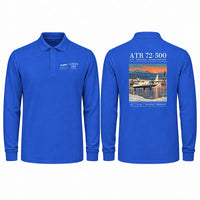 Thumbnail for ATR 72-500 Premium Polo T-Shirts - Poster - Long Sleeve - Blue