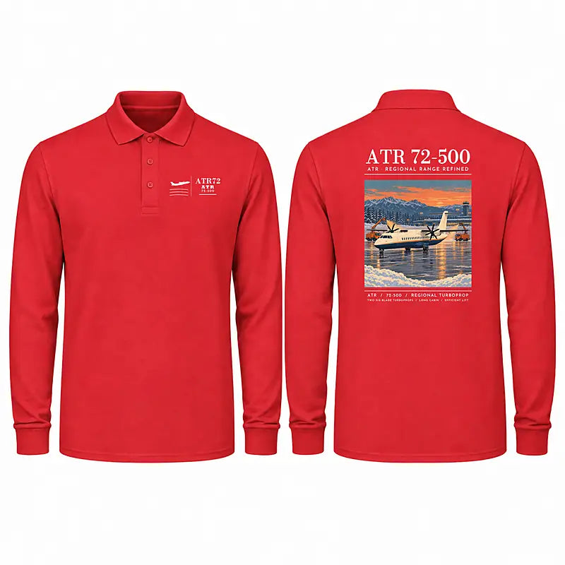 ATR 72-500 Premium Polo T-Shirts - Poster - Long Sleeve - Red