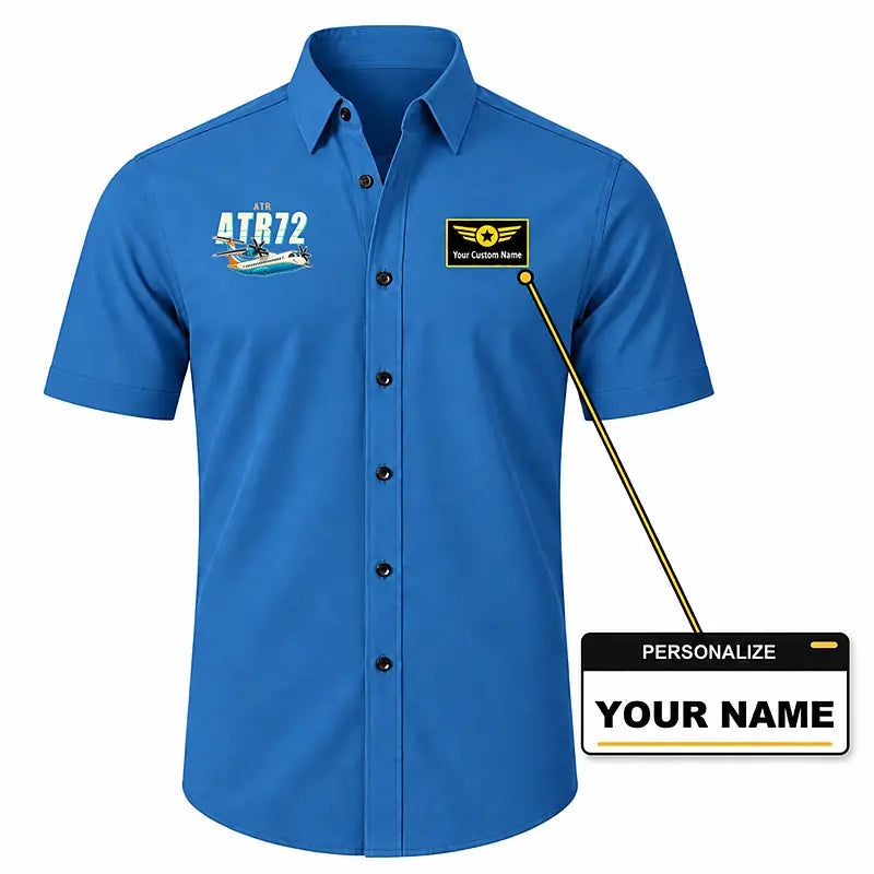 ATR 72-500 - Short Sleeve Shirt - Cartoon - Blue + NAME