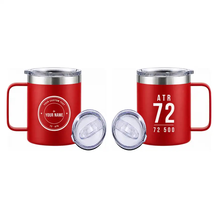 ATR 72-500 - Stainless Steel Mug - Tag + Name - Red