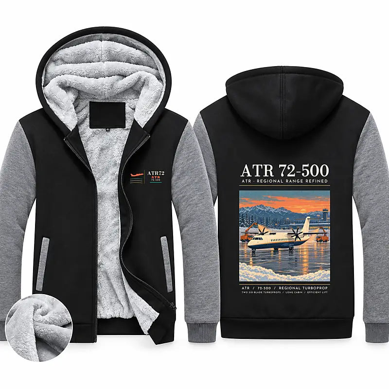 ATR 72-500 Zipped Sweatshirts - Poster - Black & Gray