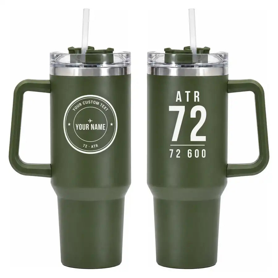 ATR 72-600 - 40oz Car Mug - Tag + Name - Army Green
