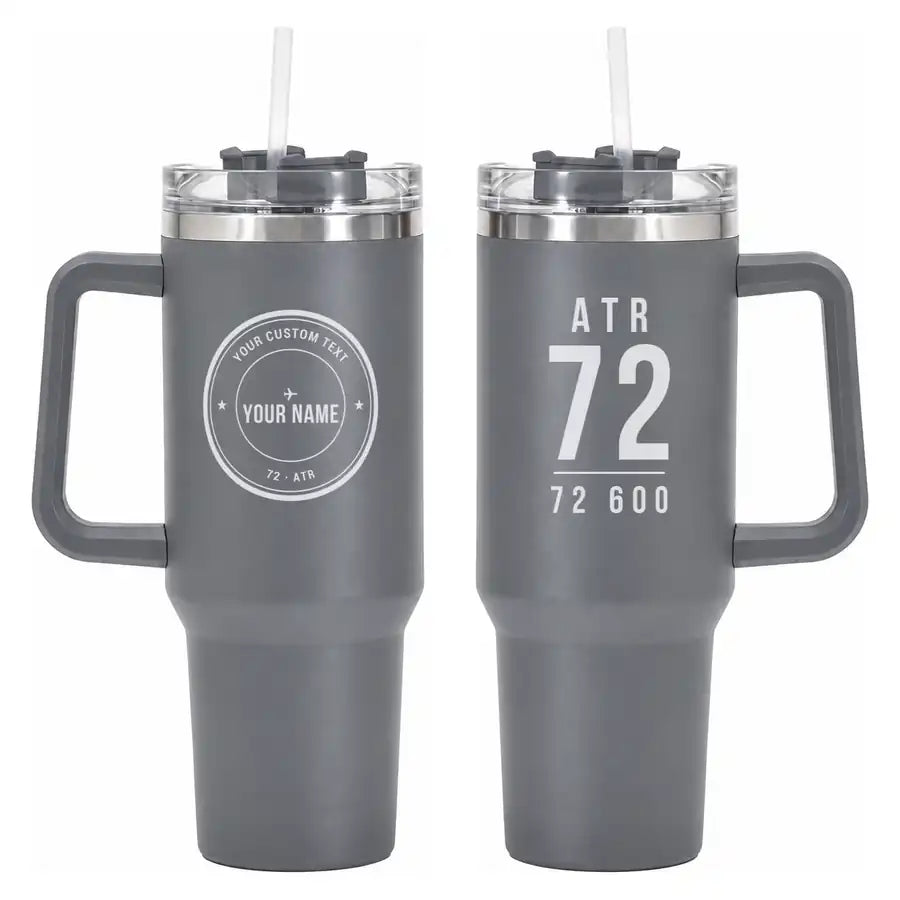 ATR 72-600 - 40oz Car Mug - Tag + Name - Gray