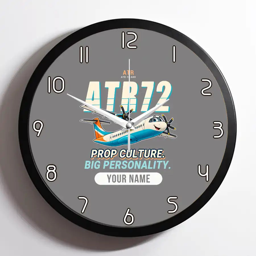 ATR 72-600 - Cartoon + Name - Framed - Gray