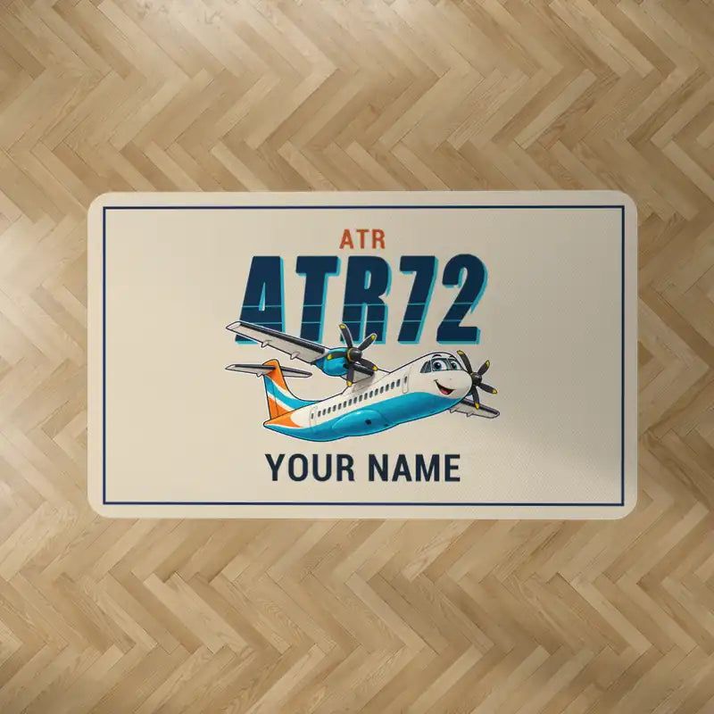 ATR 72-600 - Cartoon + Name - Rectangle Carpet - Beige