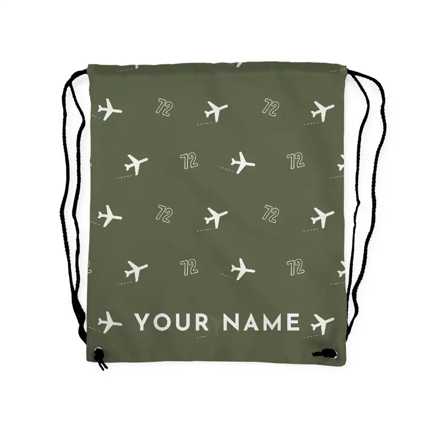 ATR 72-600 - Drawstring Bag - 3D Pattern + Name - Green Army