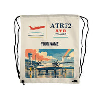 Thumbnail for ATR 72-600 - Drawstring Bag - Classic + Name - Beige