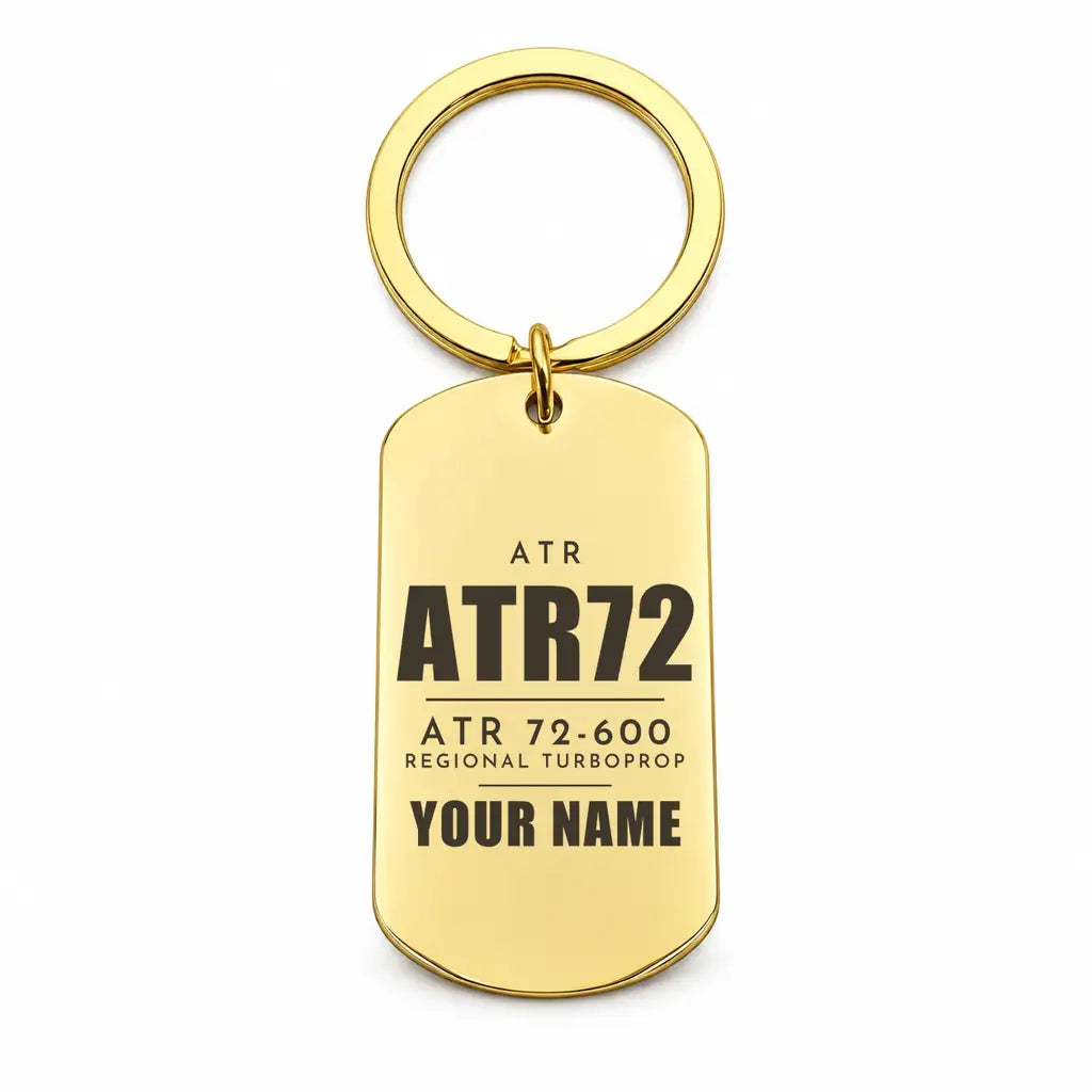 ATR 72-600 - Key Chain - Tag + Name - Gold