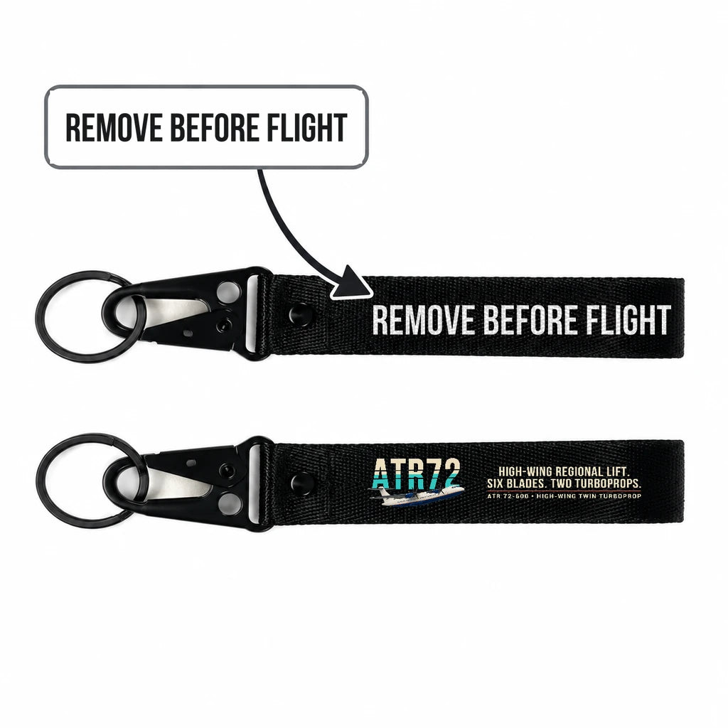 ATR 72-600 Hawk-Shaped Key Chains - Black - Original - Remove Before Flight