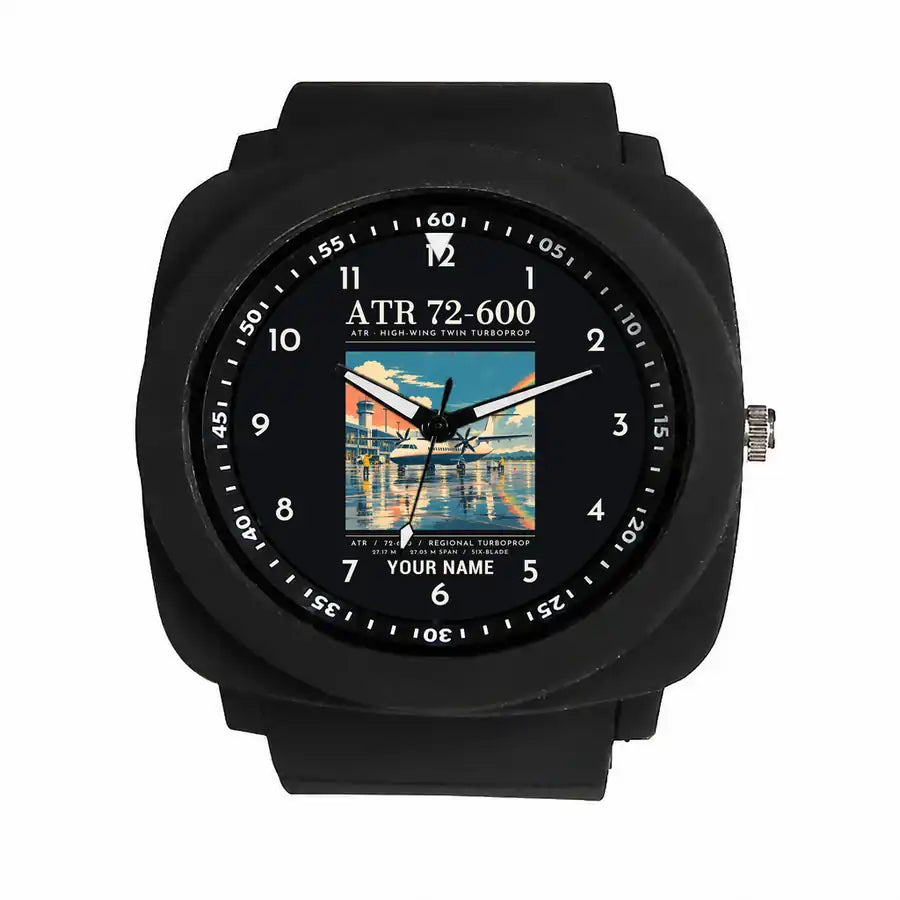 ATR 72-600 - Poster + Name - Rubber Strap - Black