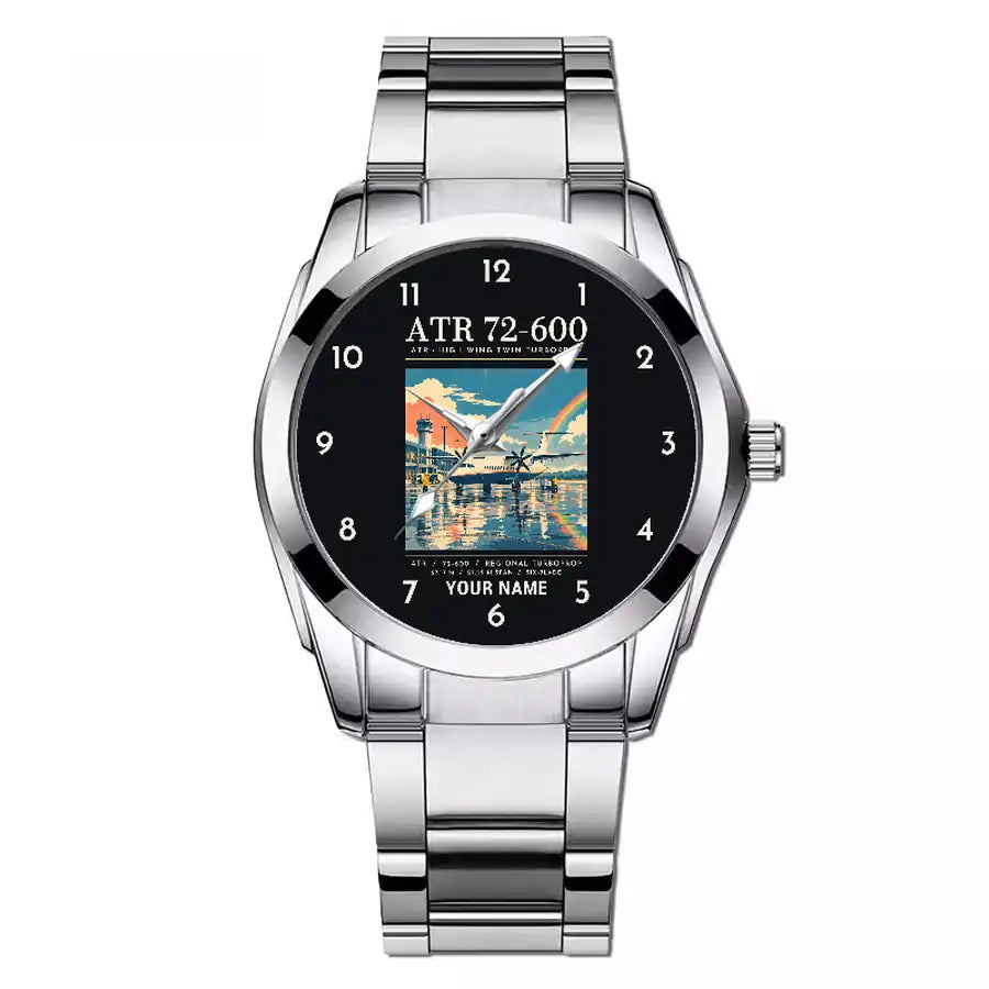 ATR 72-600 - Poster + Name - Stainless Steel Band - For Men