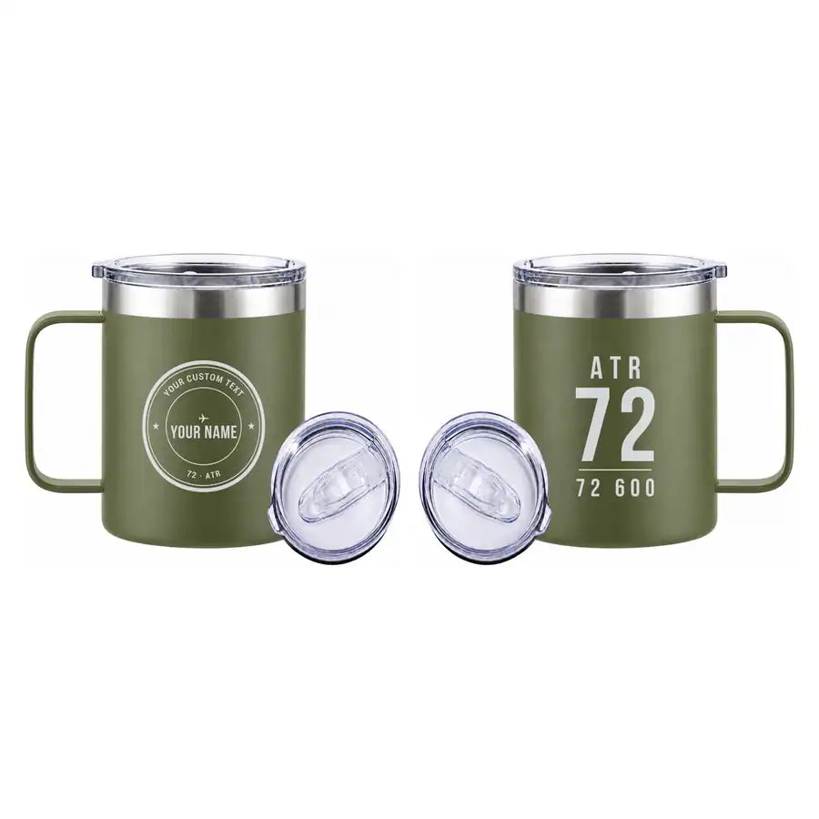 ATR 72-600 - Stainless Steel Mug - Tag + Name - Green