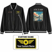 Thumbnail for ATR 72-600 Stylish Jackets - Baseball Collar - Poster + Name - Black
