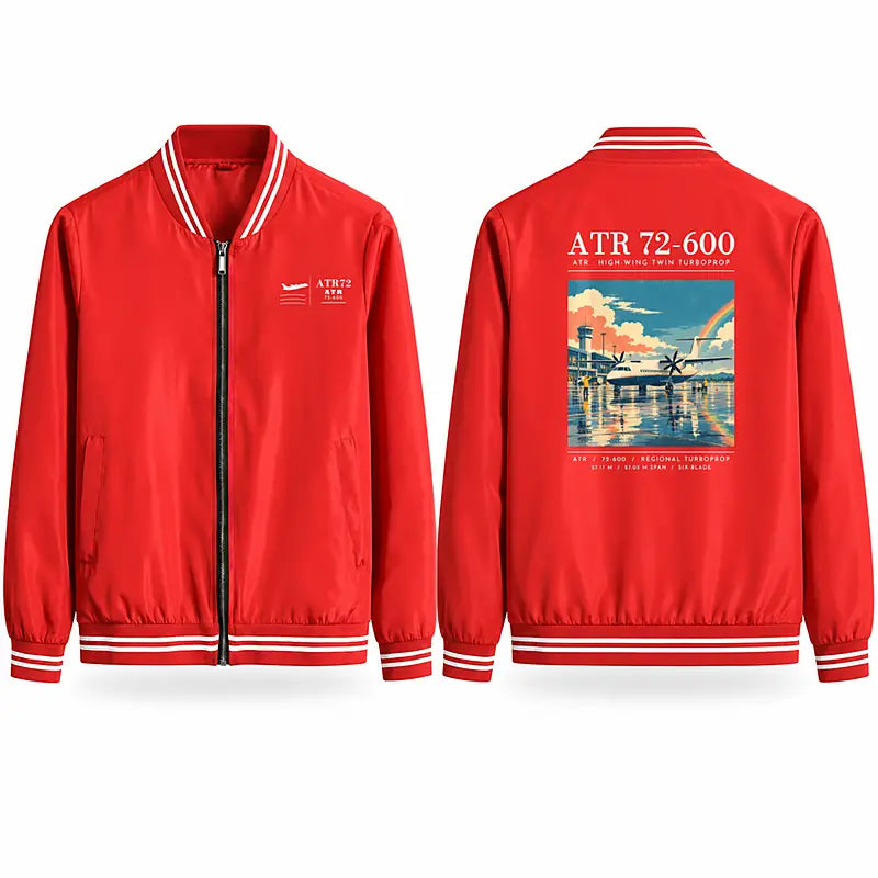 ATR 72-600 Stylish Jackets - Baseball Collar - Poster - Red