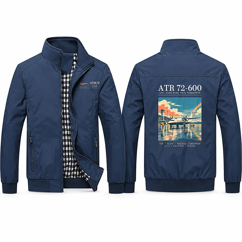 ATR 72-600 Stylish Jackets - Stand Collar - Poster - Navy Blue