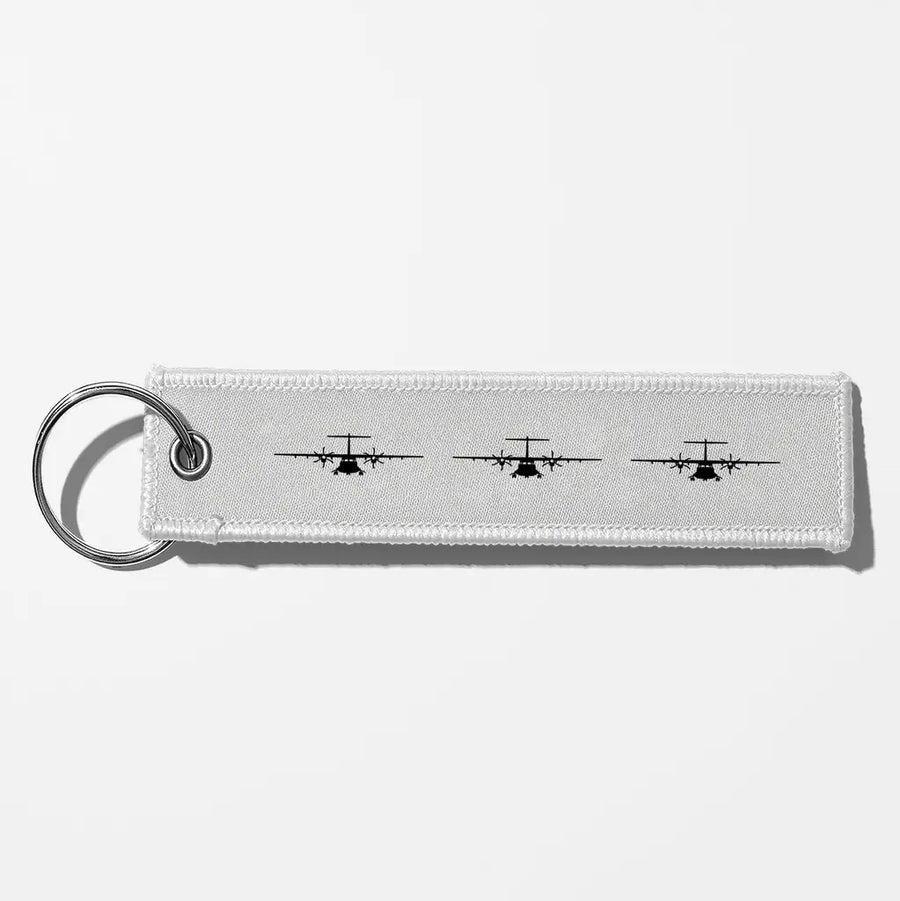 ATR-72 Silhouette Aviator Key Chains - White