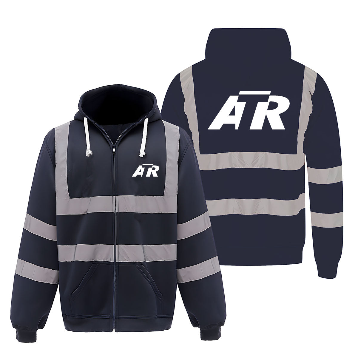 ATR & Text Designed Reflective Zipped Hoodies