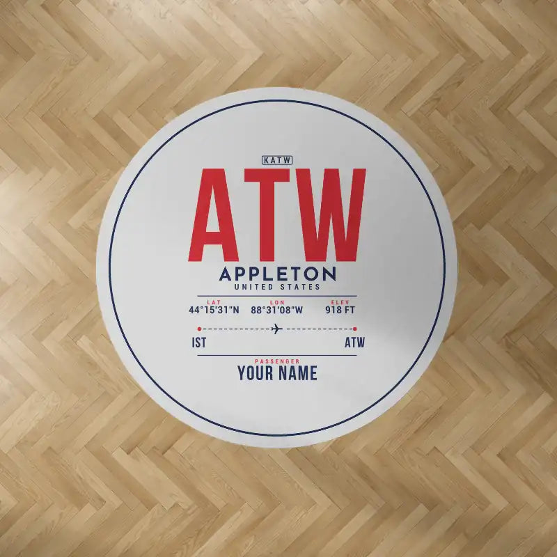 Appleton International Airport (ATW) Carpets - Carpet Round - ID Tag + Name - Light Gray V2