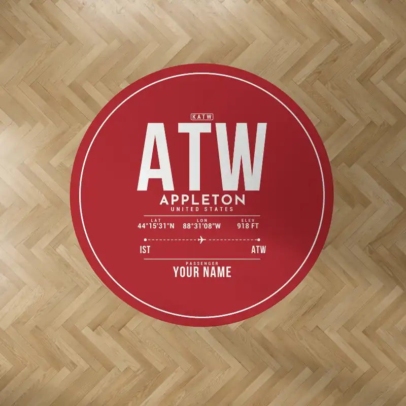 Appleton International Airport (ATW) Carpets - Carpet Round - ID Tag + Name - Red V2