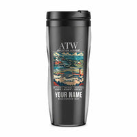 Thumbnail for Appleton International Airport (ATW) Travel Mugs - Poster + Name - Plastic (No Holder) - Gray