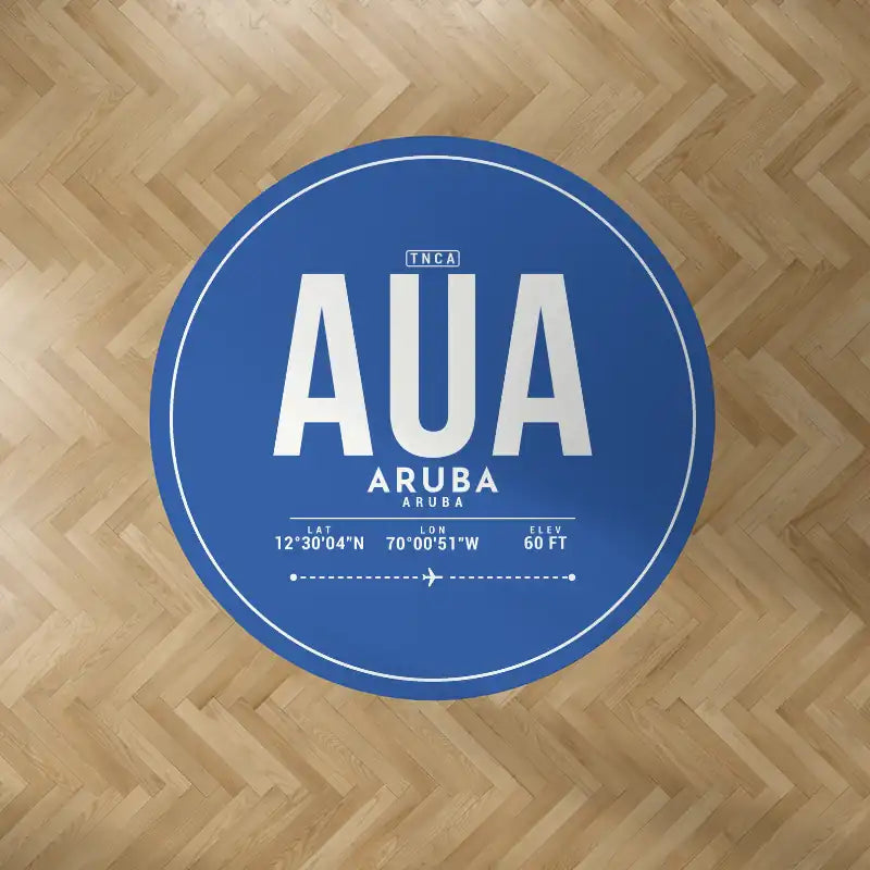 Queen Beatrix International Airport (AUA) Carpets - Carpet Round - ID Tag - Blue V2