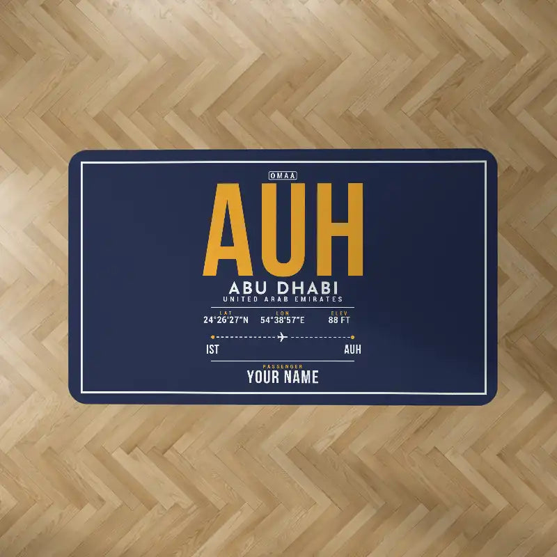Abu Dhabi Zayed International Airport (AUH) Carpets - Carpet Rectangle - ID Tag + Name - Dark Blue V2
