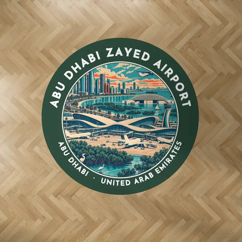 Abu Dhabi Zayed International Airport (AUH) Carpets - Carpet Round - Badge - Dark Green V2