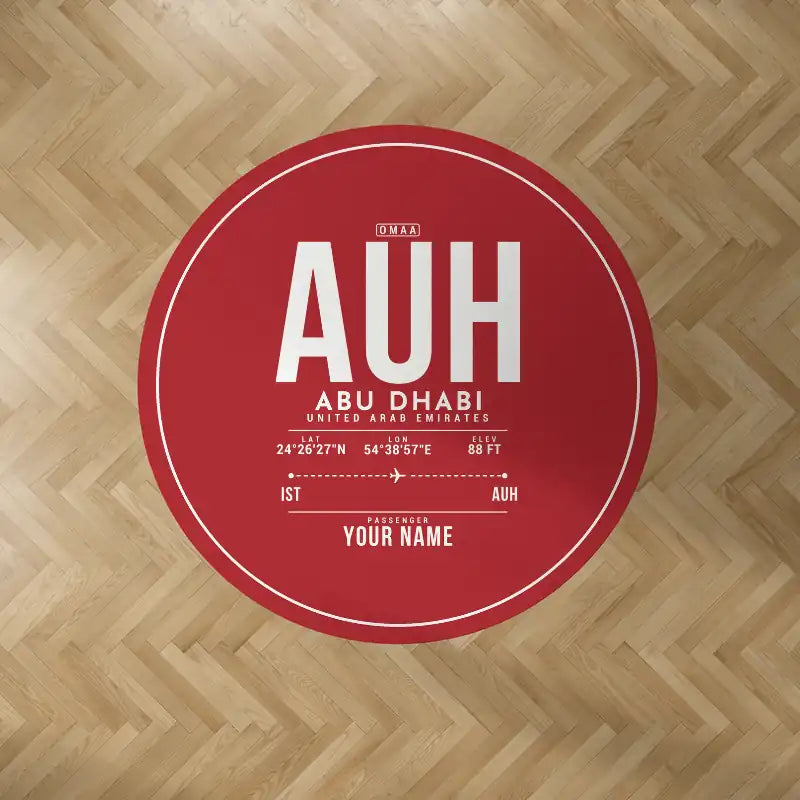 Abu Dhabi Zayed International Airport (AUH) Carpets - Carpet Round - ID Tag + Name - Red V2