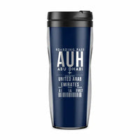 Thumbnail for Abu Dhabi Zayed International Airport (AUH) Travel Mugs - Boarding Pass - Plastic (No Holder) - Dark Blue