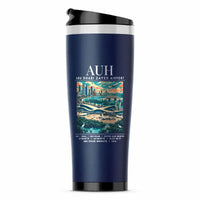 Thumbnail for Abu Dhabi Zayed International Airport (AUH) Travel Mugs - Poster - Stainless Steel (No Holder) - Dark Blue