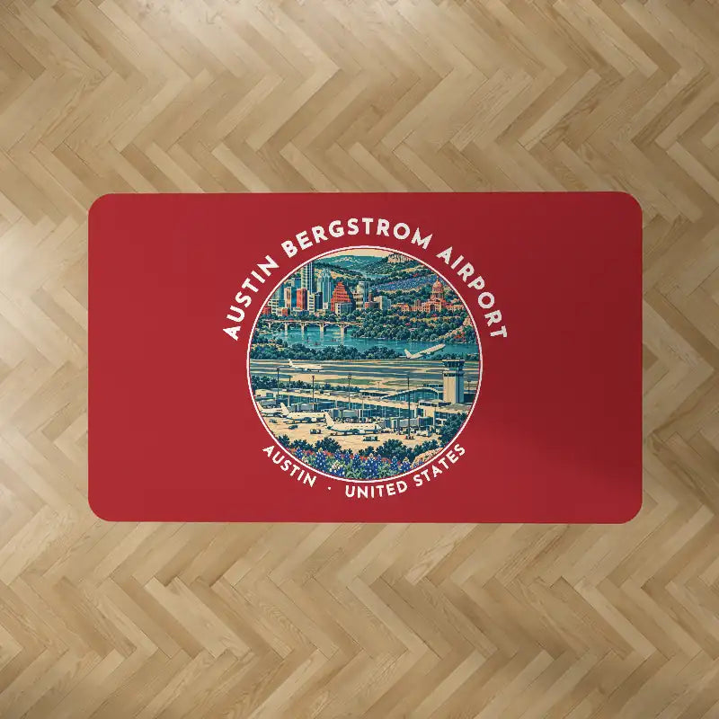Austin-Bergstrom International Airport (AUS) Carpets - Carpet Rectangle - Badge - Red V2