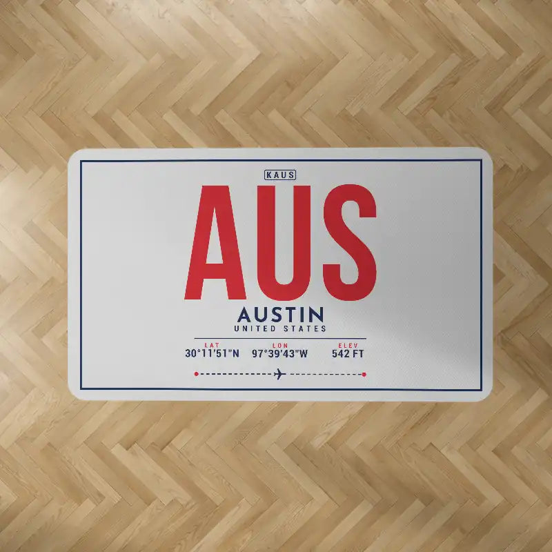 Austin-Bergstrom International Airport (AUS) Carpets - Carpet Rectangle - ID Tag - Light Gray V2